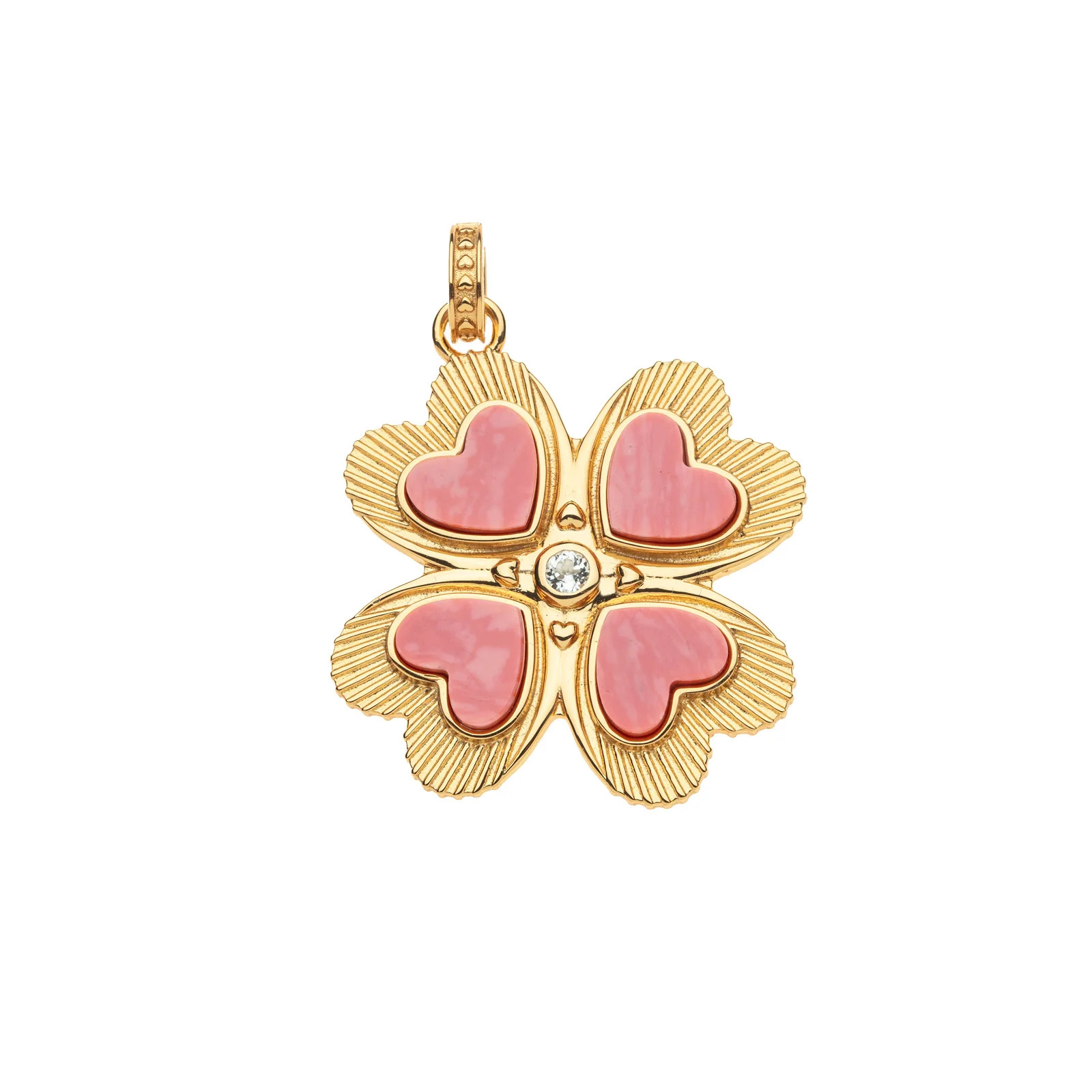 LUCKY in Love Clover Pendant with Coral | Jane Win