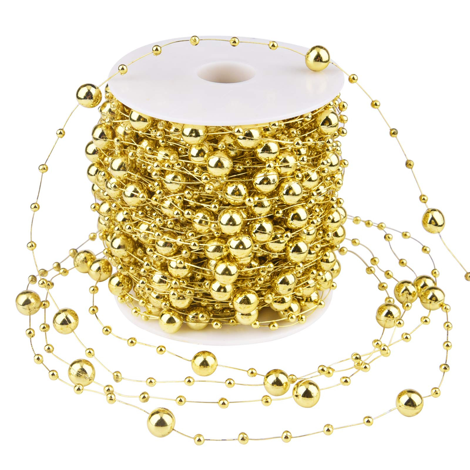 Livder 100 Feet Christmas Tree Beads Garland Decoration, Artificial Plastic Reflective Pearls Strand | Amazon (US)
