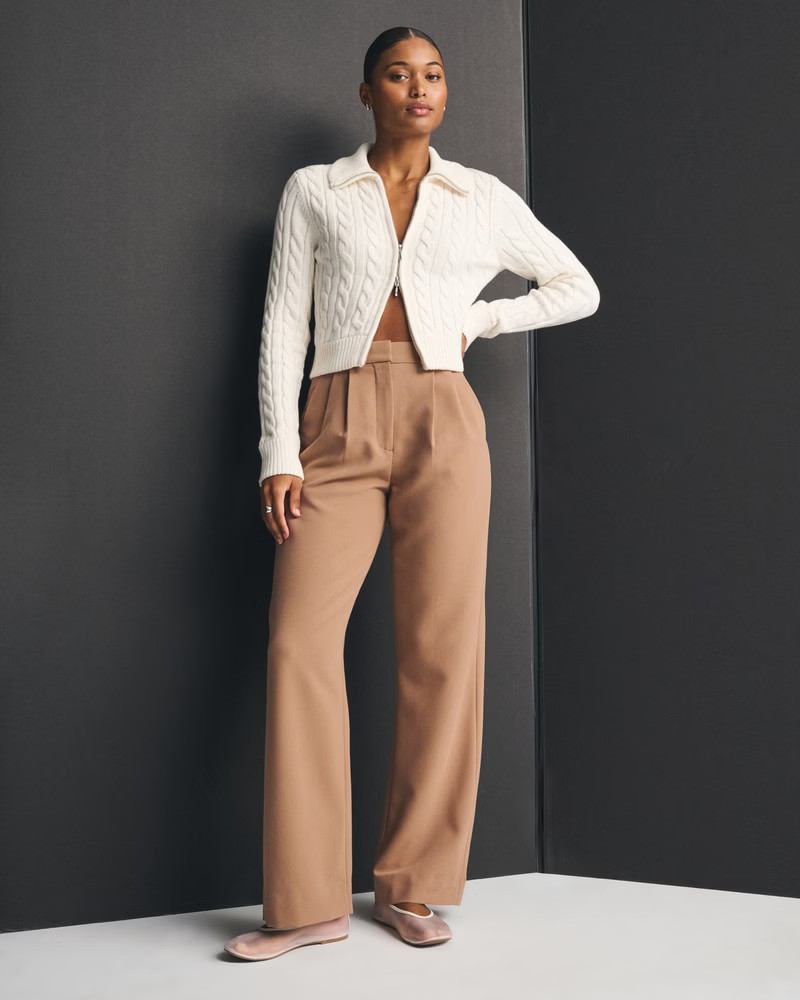Women's A&F Sloane Tailored Wide Leg Pant | Women's Bottoms | Abercrombie.com | Abercrombie & Fitch (US)