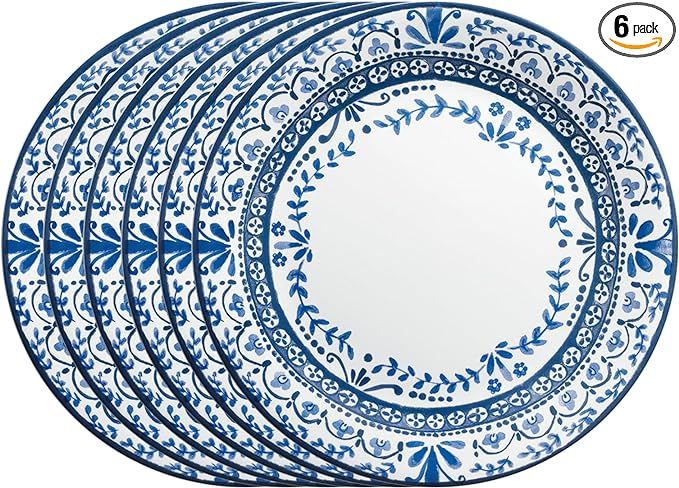 Corelle Vitrelle 6 PIECE Dinner Plates Set, Triple Layer Glass and Chip Resistant, Lightweight Ro... | Amazon (US)