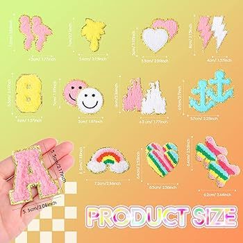 76 Piece Self Adhesive Chenille Letters Patches Cute Chenille Embroidered Patches Letter Patches ... | Amazon (US)