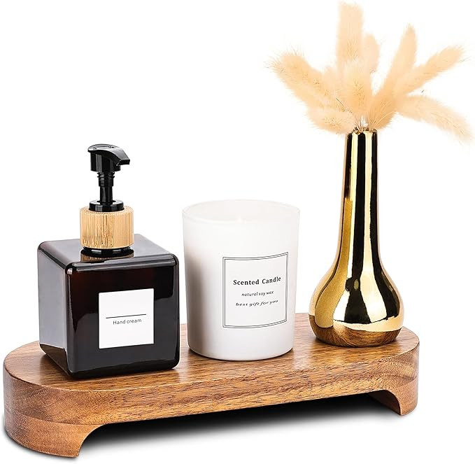 Acacia Wood Risers for Decor Display, Bathroom Counter Decorative Tray, Soap Dish Risers, Pedesta... | Amazon (US)