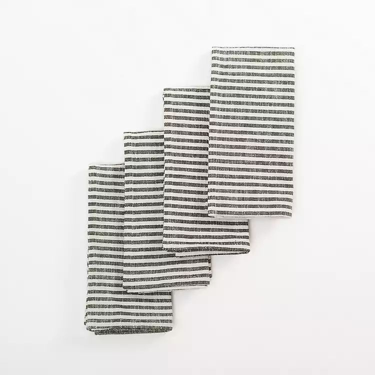Charcoal Pinstripe Cotton Napkins, Set of 4 | Kirkland's Home