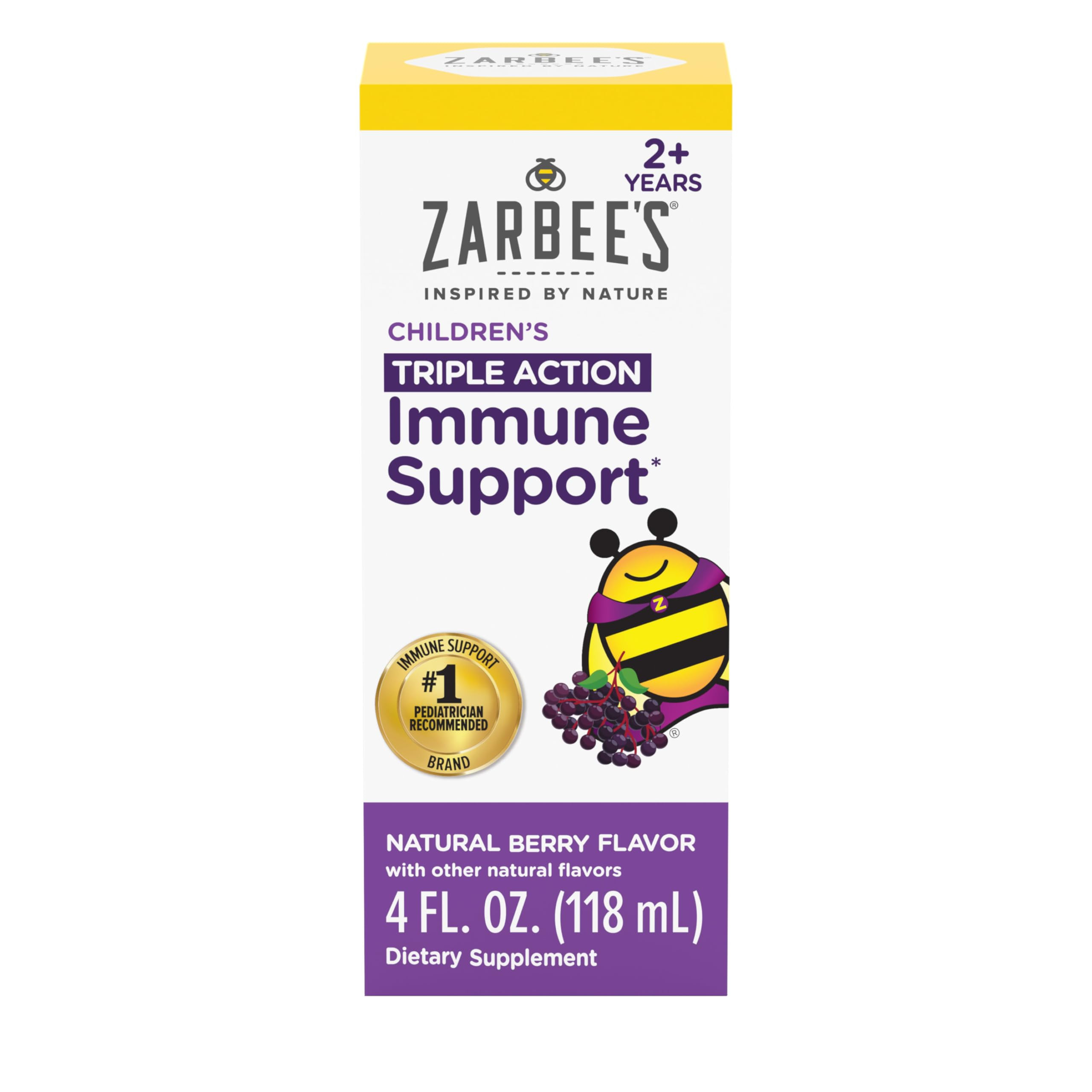 Zarbee's Elderberry Syrup for Kids, Daily Immune Support with Vitamin C & Zinc, Childrens Liquid ... | Amazon (US)