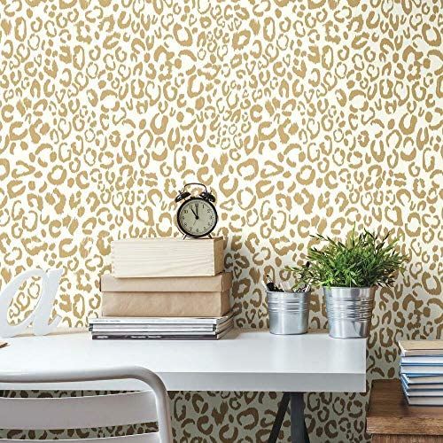 RoomMates RMK10700WP Metallic Gold Leopard Peel and Stick Wallpaper | Amazon (US)