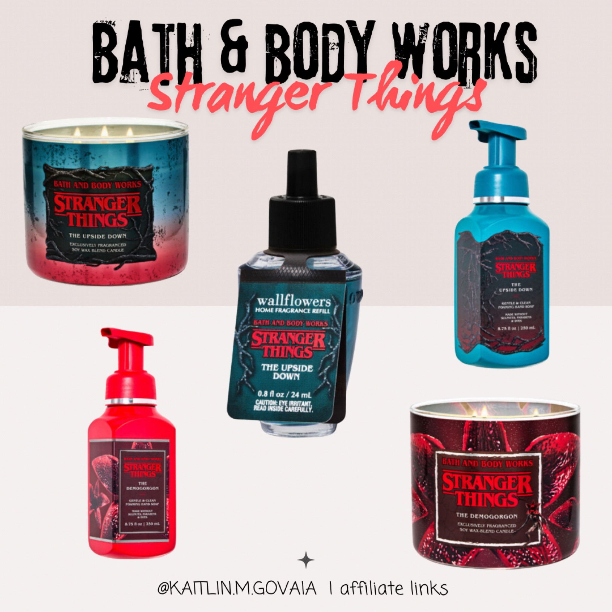 Bath & Body Works New Collection - #netflix #strangerthings #bath&bodyworks #3wickcandle #foaminghandsoap #wallflower #handsantizer #pocketbacholder 

#LTKHome #LTKSeasonal #LTKFindsUnder50