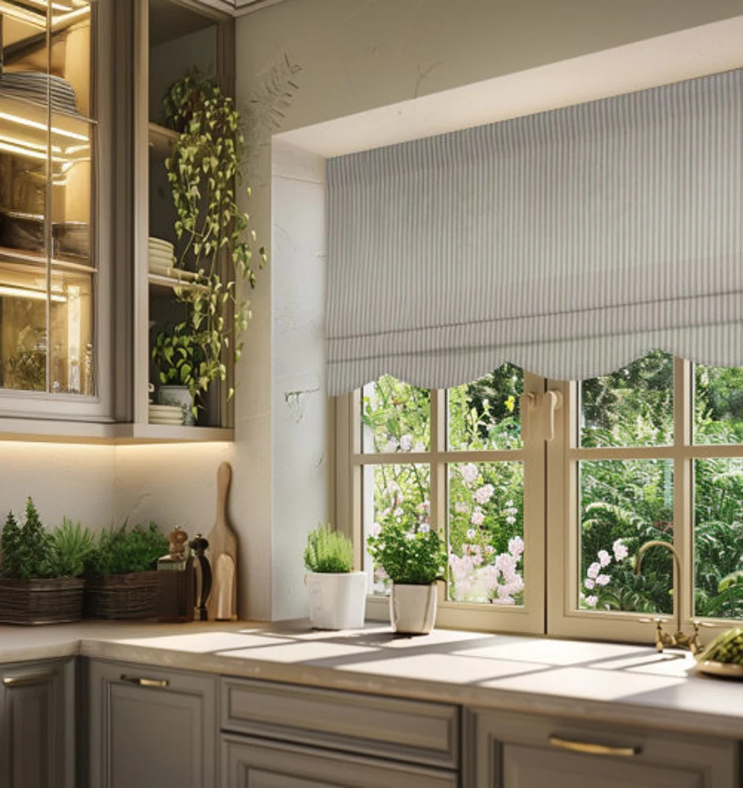 Unique Faux -Fake Roman Shade/ Scalloped-Shaped Mock Roman Valance/ 9 Colors Ticking Stripe/ Orig... | Etsy (US)