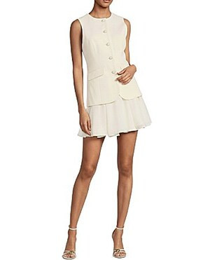 ASTR the Label Christen Buttoned Vest Crew Neck Sleeveless Mini Dress - L | Dillard's