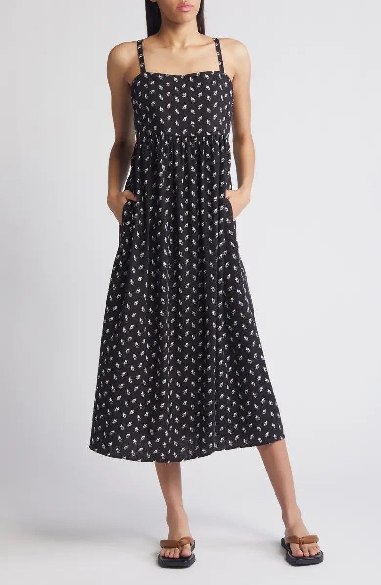 Treasure & Bond Floral Linen Blend Midi Sundress | Nordstrom | Nordstrom