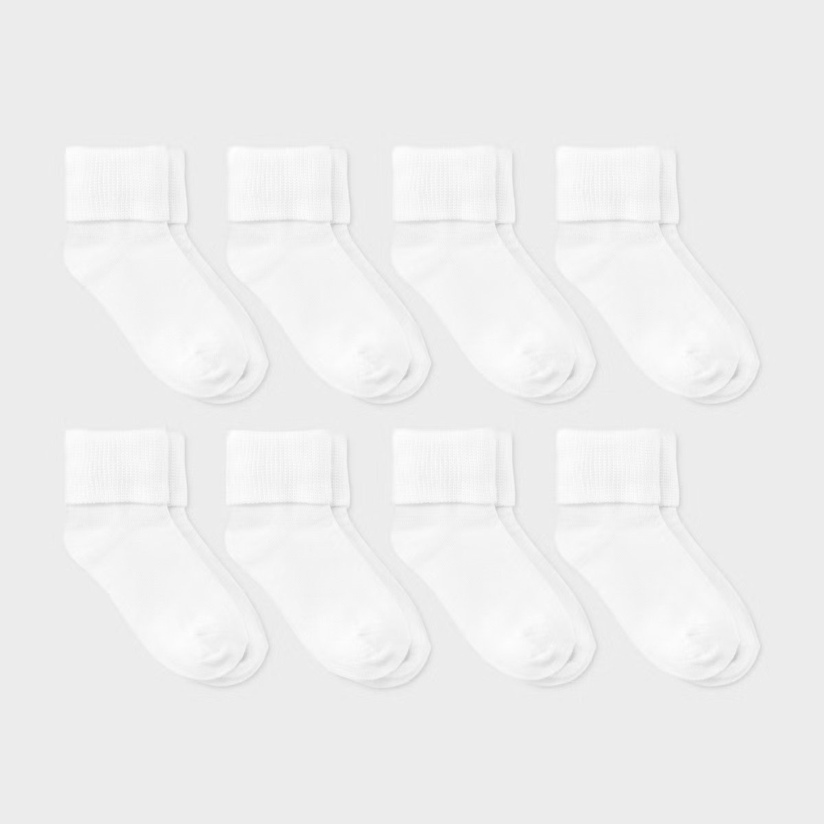 Toddler 8pk Turn Cuff Socks - Dealworthy™ White | Target