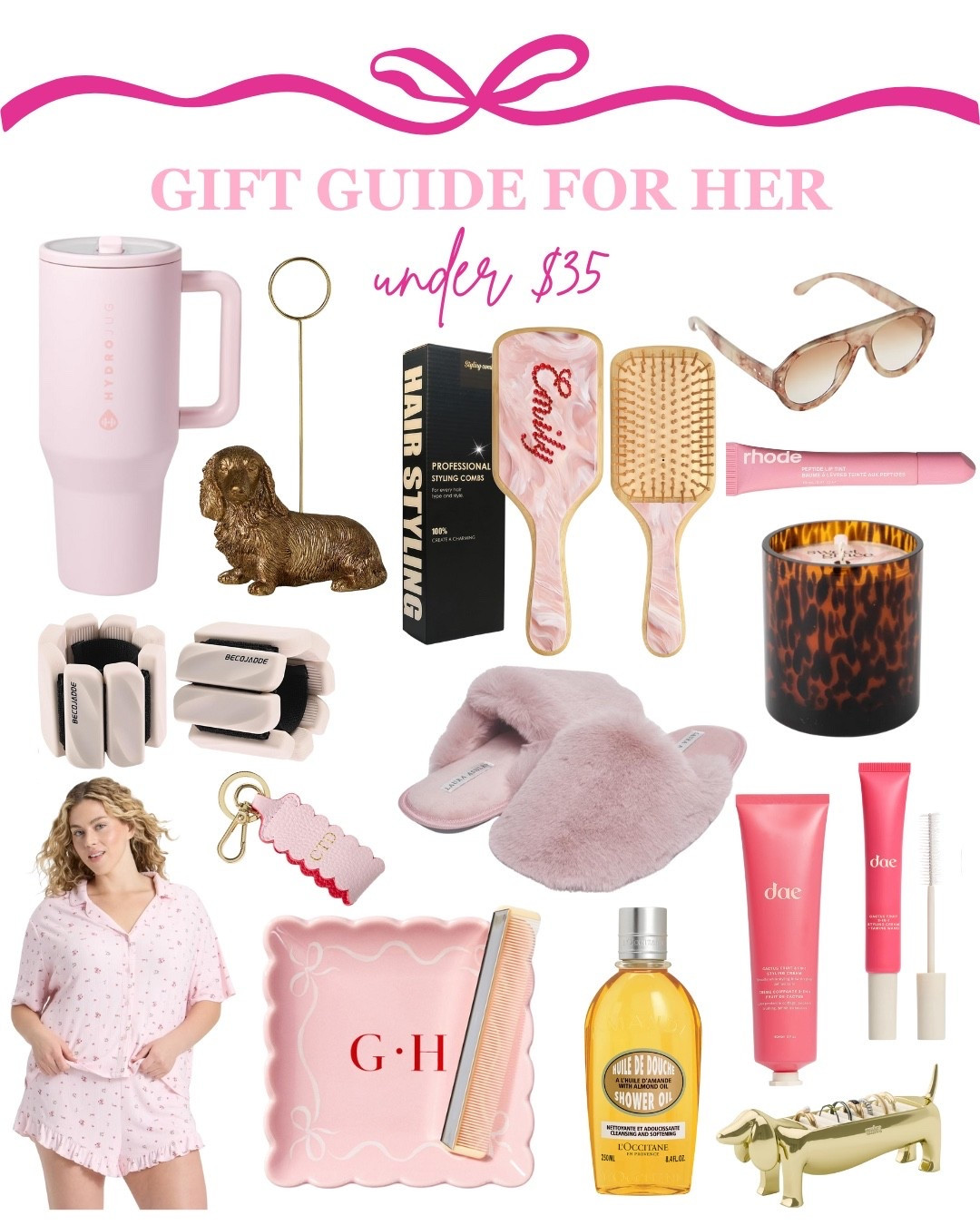 Gift Guide for Her under $35! So many great girly finds that would be the perfect white elephant, secret Santa, or for stocking stuffers! 💖

Ankle weights, hydrojug, sunglasses, custom hair brush, sweet grace candle, dae hair gel, slippers, dachshund phone holder, pajamas, custom key chain, trays, body wash, rhode lip gloss, abby_louanne

#LTKFindsUnder50 #LTKGiftGuide #LTKHoliday