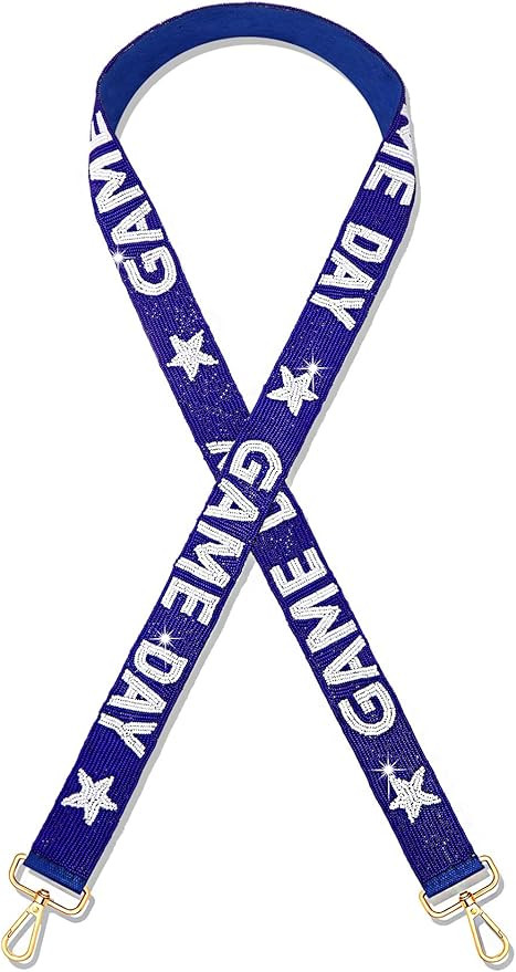Beaded Game Day Purse Strap Replacement White Blue Football Purse Strap Crossbody Bag Straps Game... | Amazon (US)