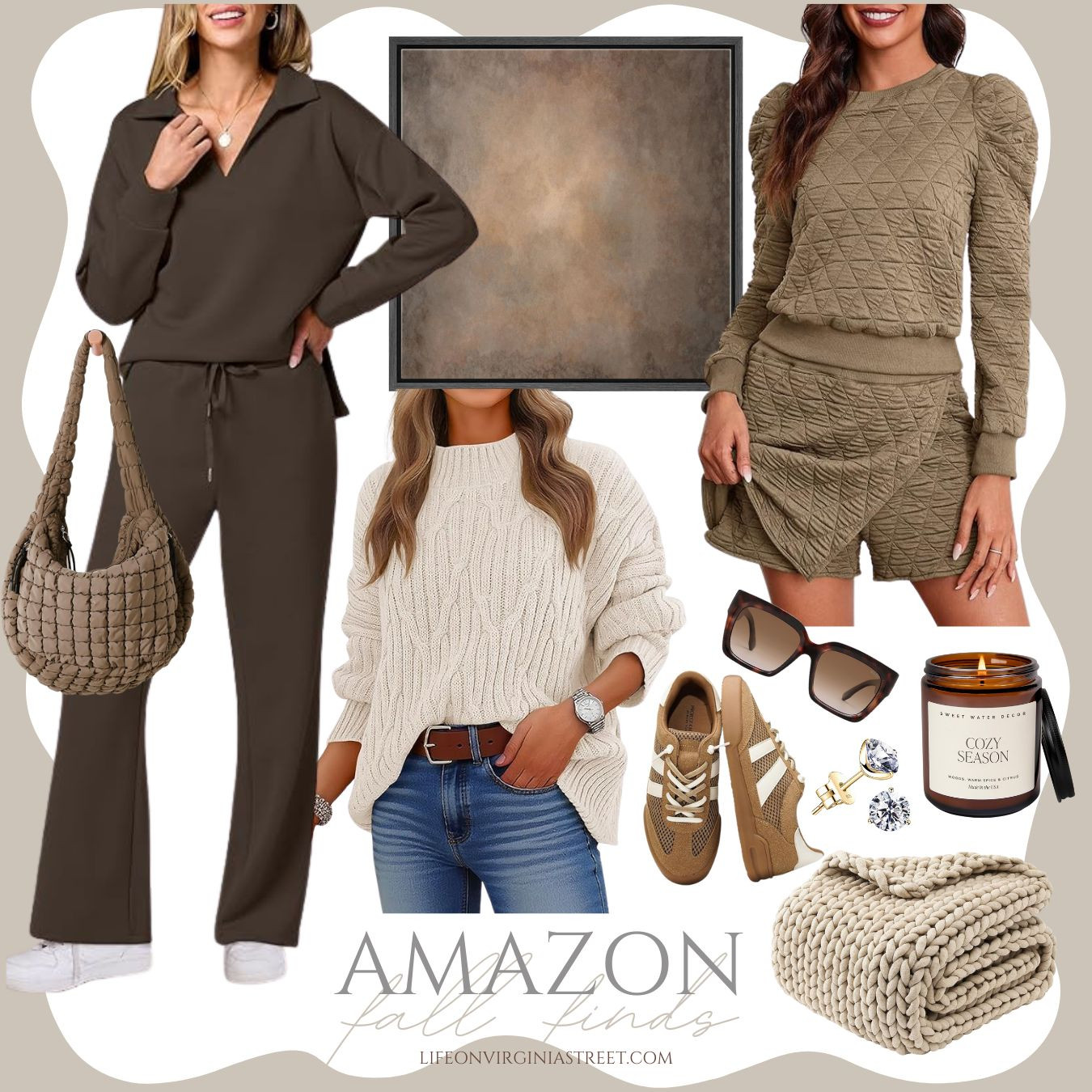 Chic Amazon fall finds for your home and wardrobe! I'm loving these coordinating sets that can be mixed and matched with other pieces, this chunky knit sweater, chunky throw blanket, fall fashion sneakers, brown abstract art, puffy purse, fall candle and more! #ltkhome #ltkseasonal #ltksalealert #ltkfindsunder50 #ltkfindsunder100 #ltkstyletip #ltkover40 #ltkshoecrush #ltkitbag #ltkmidsize 

 

#LTKSeasonal #LTKHome #LTKSaleAlert