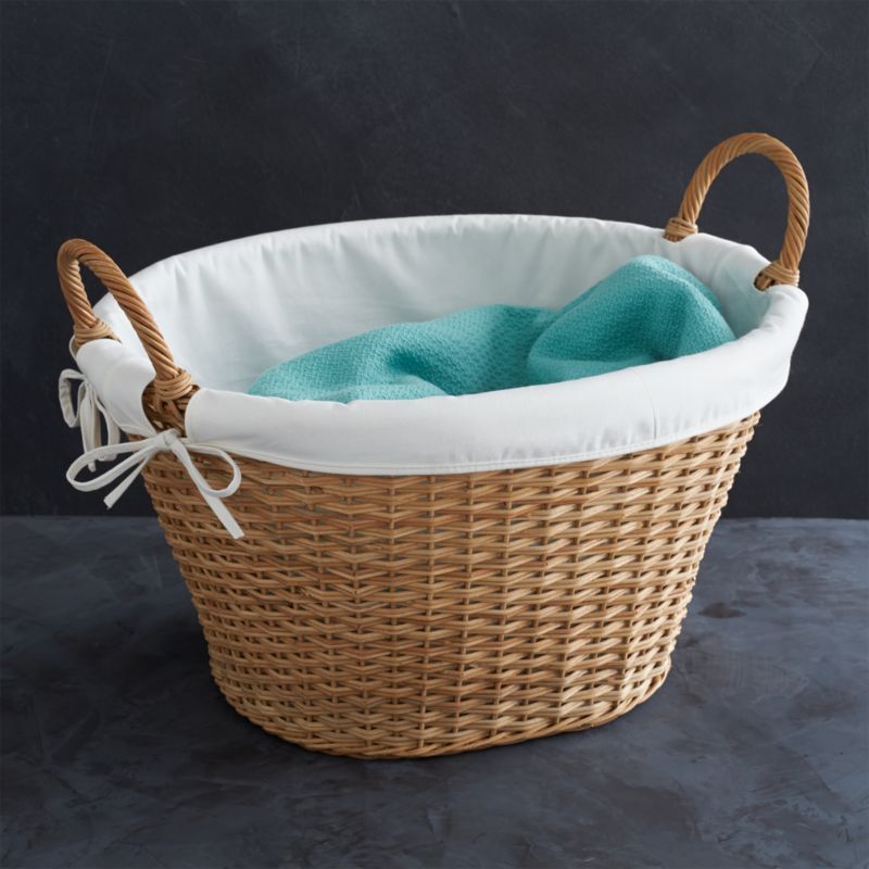 Wicker Laundry Basket with Liner + Reviews | Crate & Barrel | Crate & Barrel
