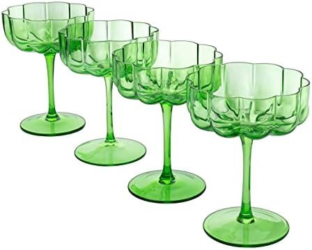 Flower Vintage Glass Coupes 7oz by The Wine Savant - Colorful Cocktail, Martini & Champagne Glass... | Amazon (US)