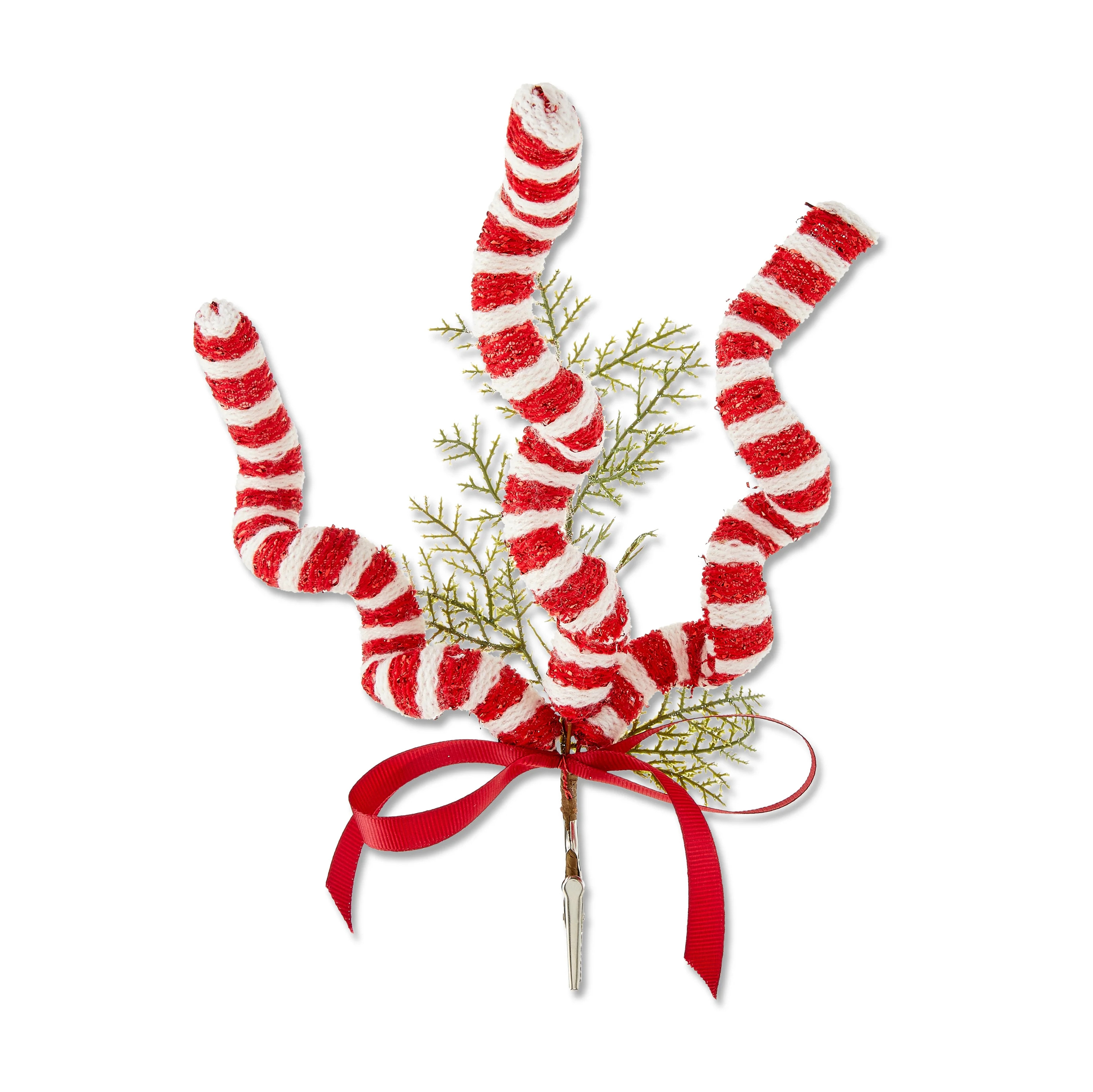 Red and White Striped Curly Christmas Clip Ornament, 1.27 oz, 10", Holiday Time | Walmart (US)