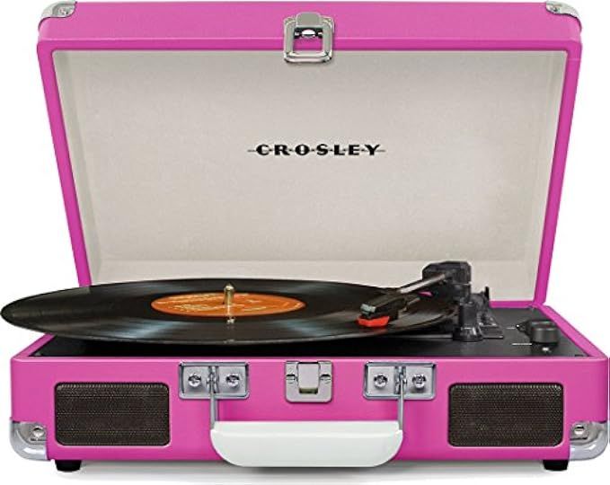 Crosley Cruiser Deluxe Vintage 3-Speed Bluetooth Suitcase Turntable, Pink | Amazon (US)