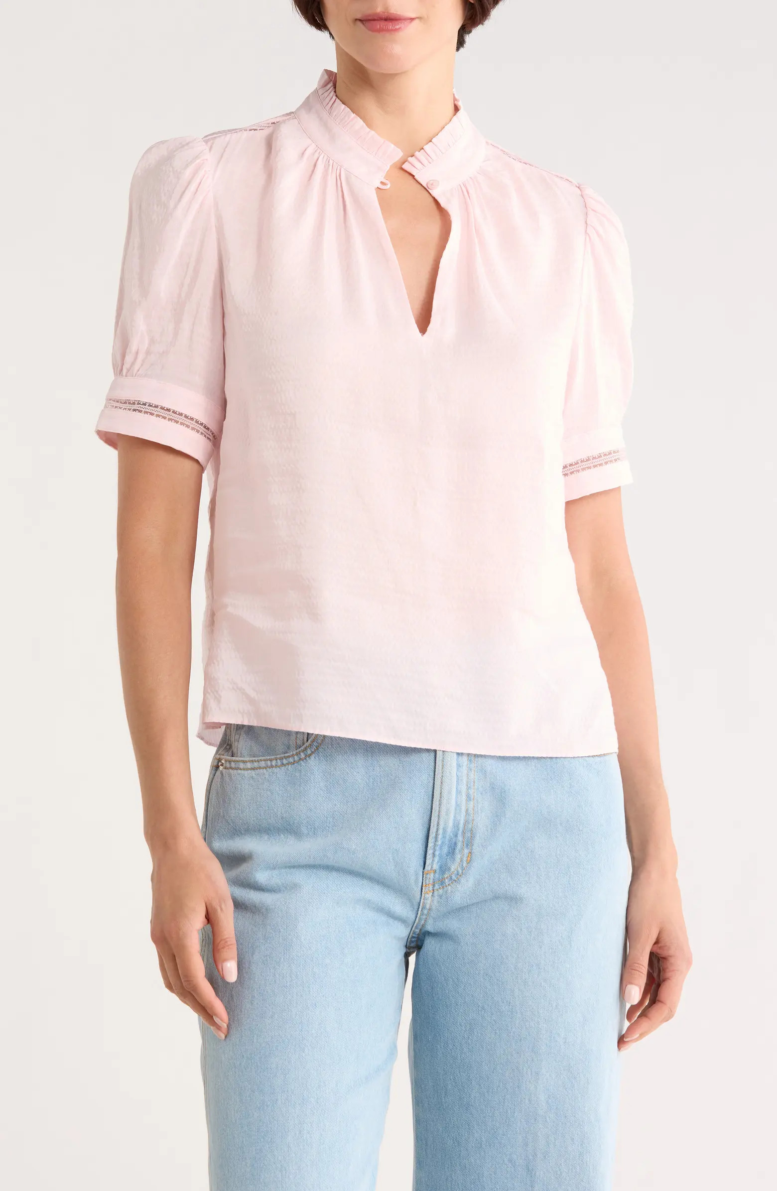 FRAME Ruffle Collar Inset Lace Top | Nordstromrack | Nordstrom Rack