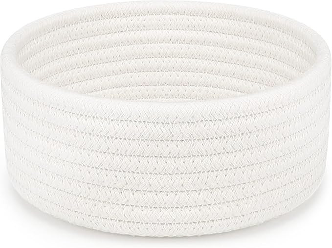 ABenkle Small Woven Basket, Empty Tiny Shallow Storage Basket, Mini Cotton Rope Baskets, Round De... | Amazon (US)
