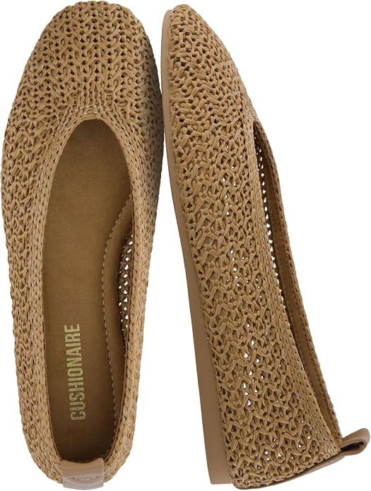 CUSHIONAIRE Gilt Woven Ballet Flats for Women, Lightweight Knit Flats with Memory Foam and Pull O... | Amazon (US)