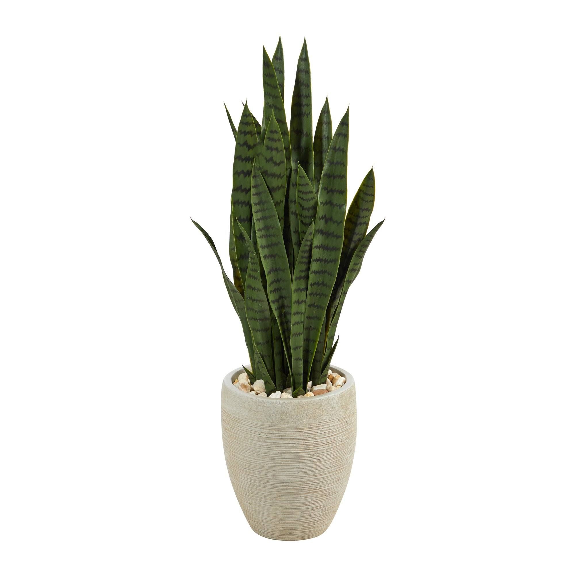 40” Sansevieria Artificial Plant in Sand Colored Planter | Nearly Natural