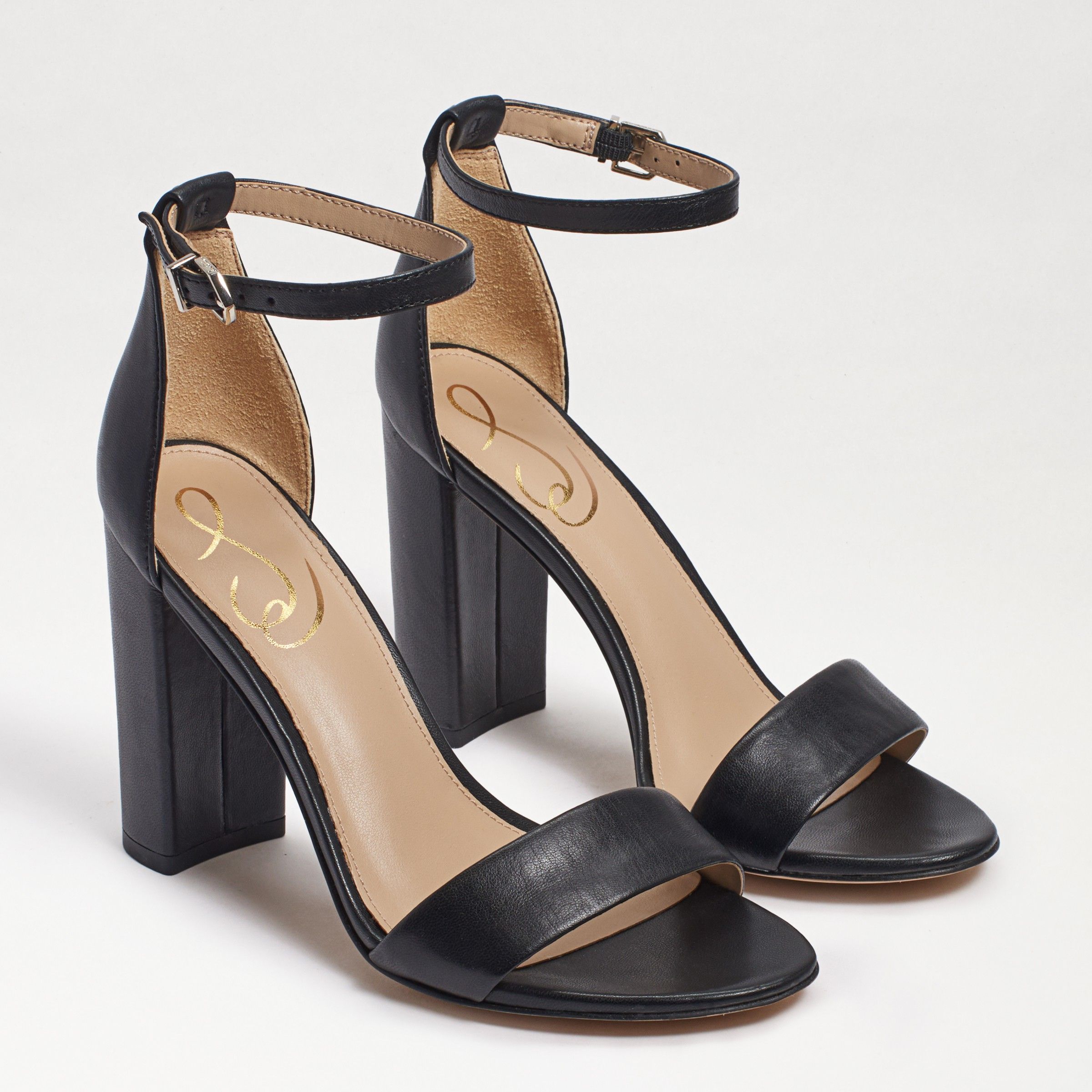 Sam Edelman Yaro Block Heel Sandal Black Leather | Sam Edelman