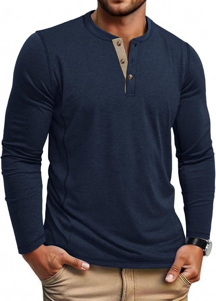 COOFANDY Men's Henley Shirts Long Sleeve Casual T-Shirts Lightweight Tee | Amazon (US)