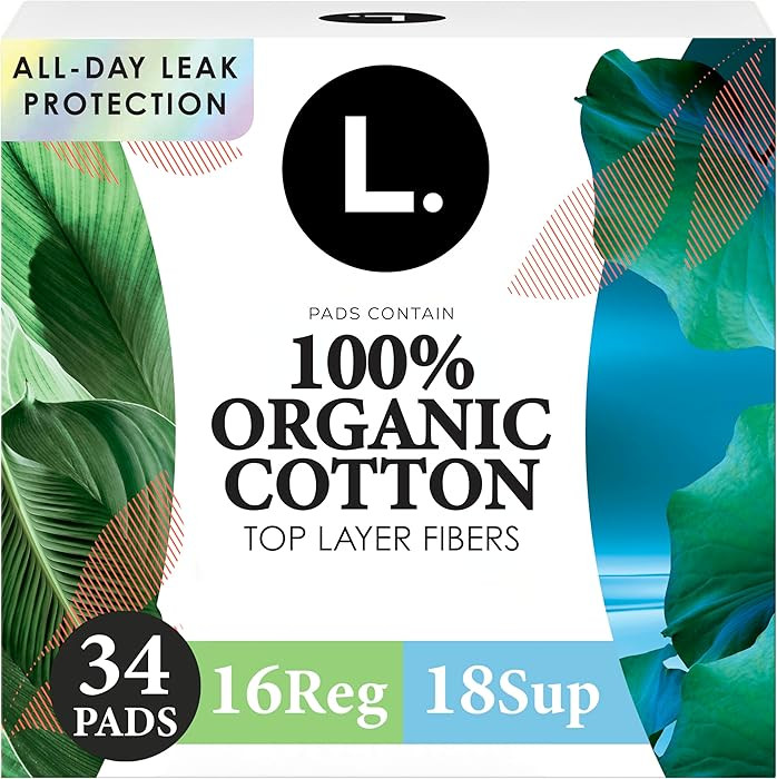 L. Ultra Thin Pads for Women, Organic Cotton Top Layer, Regular + Super Duo Pack Absorbency, Mens... | Amazon (US)