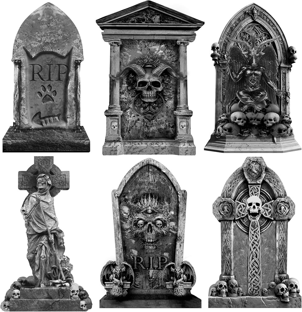 27 Inch Halloween Graveyard Tombstones Yard Stakes Signs Large 6 Styles Outdoor Headstones for Ce... | Amazon (US)