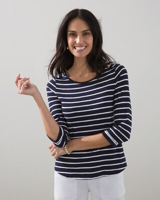 Epaulet 3/4 Sleeve Slub Tee | Chico's