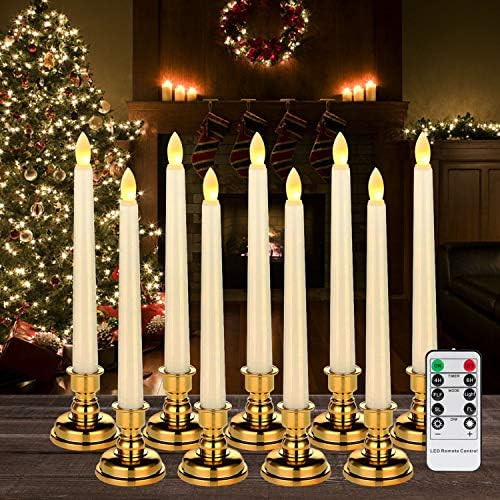 Raycare Pack of 9 LED Window Candles with Remote Timer, Flameless Taper Candles Battery Operated wit | Amazon (US)