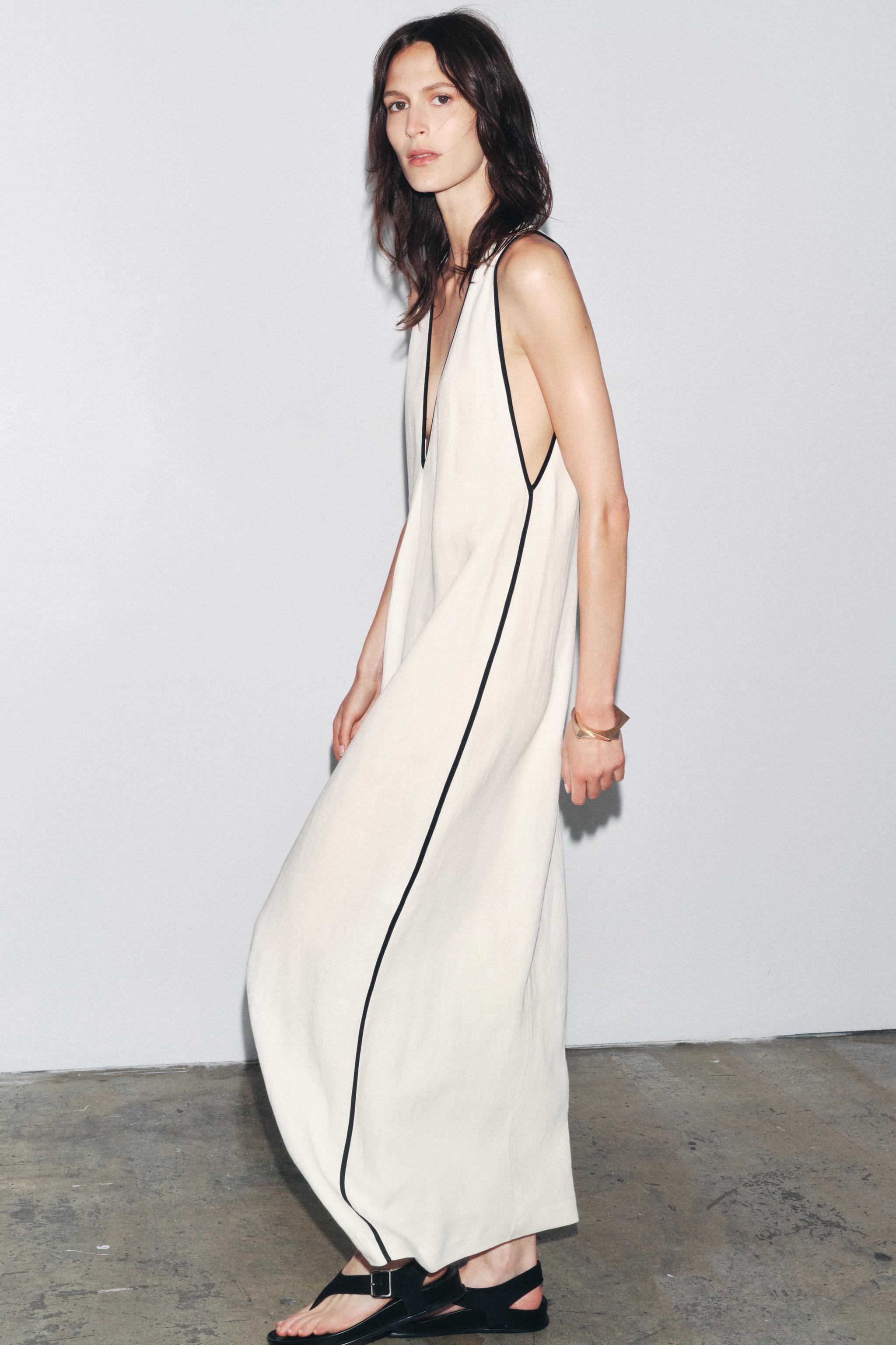 ZW COLLECTION LINEN BLEND TRIM DRESS | Zara UK