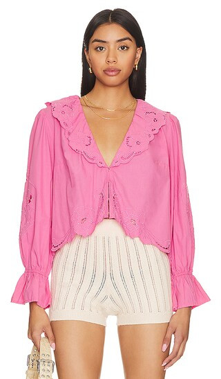 Maisie Cutwork Top in Bubblegum | Revolve Clothing (Global)