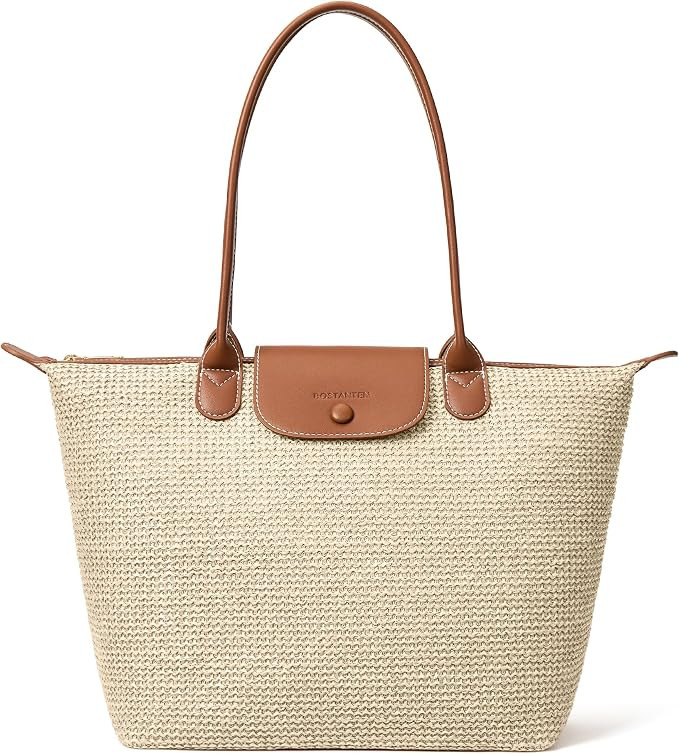 BOSTANTEN Structured Tote Handbag for Women Lightweight Summer Purse | Soft Flyknit or Straw Mate... | Amazon (US)