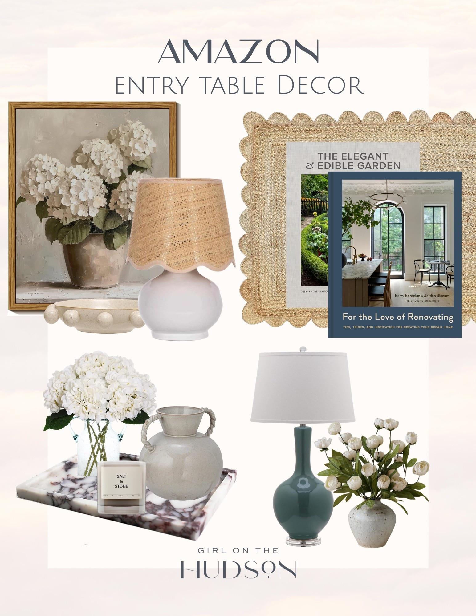 Entry tables are one of my favorite places to add personality to a home. I love layering artwork, lamps, florals, trays, and coffee table books to create a space that feels warm and welcoming the moment you walk in. These Amazon finds have such a timeless look and blend beautifully with both classic and collected interiors.

entry table decor, amazon home decor finds, neutral entryway styling, timeless home accessories, cozy home inspiration, coffee table books decor, marble tray styling, woven frame decor, hydrangea artwork, elevated entryway ideas, Girl on the Hudson

#LTKHome #LTKSeasonal