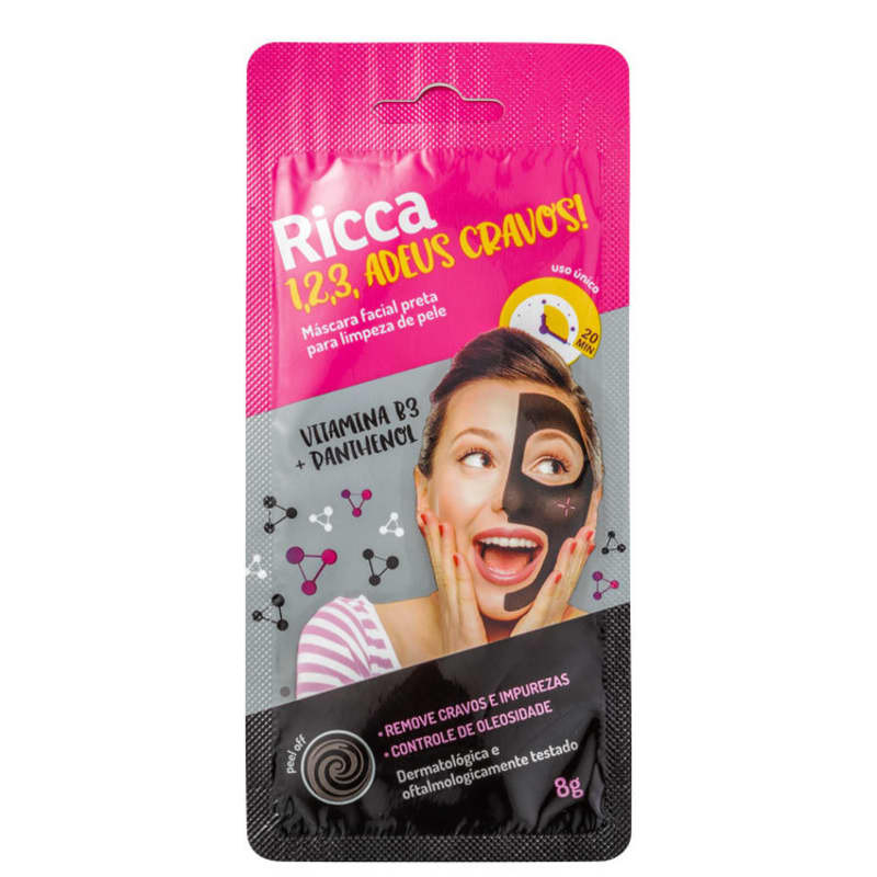 Ricca 1,2,3, Adeus Cravos!
        
              - Máscara de Limpeza Facial (1 unidade) | Beleza Na Web (BR)