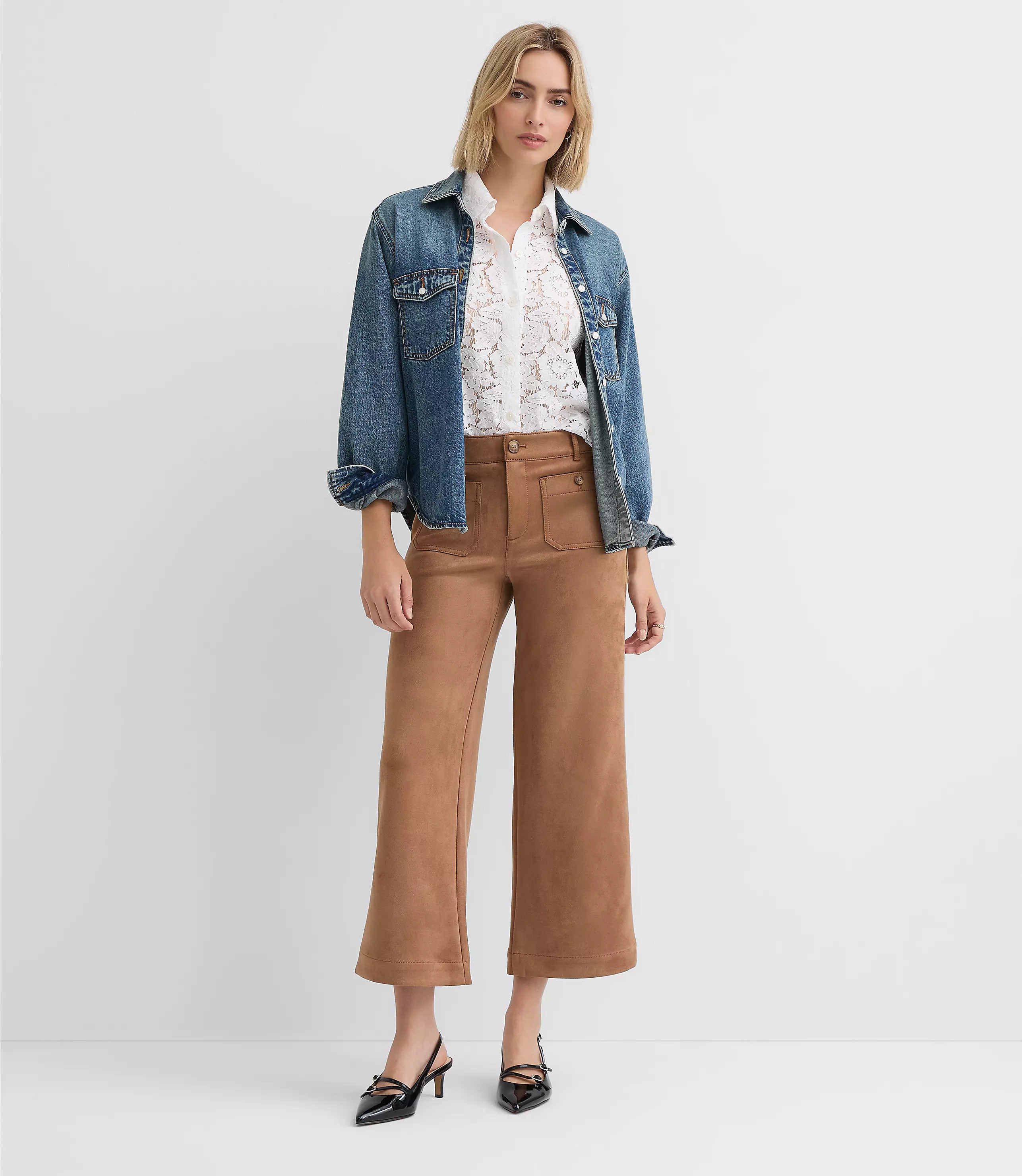 Tall Palmer Wide Leg Pants in Faux Suede | LOFT