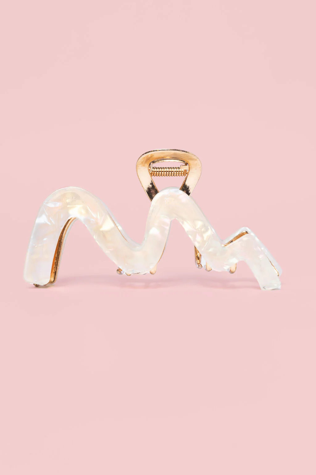 White Squiggly Claw Clip FINAL SALE | Pink Lily