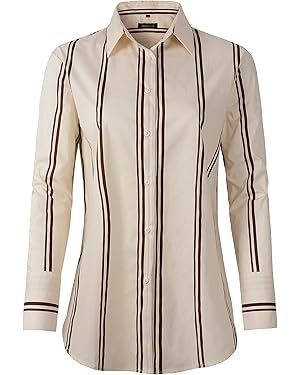 Beninos Womens Button Down Shirt Casual Long Sleeve Loose Fit Collared Work Blouse Tops | Amazon (US)