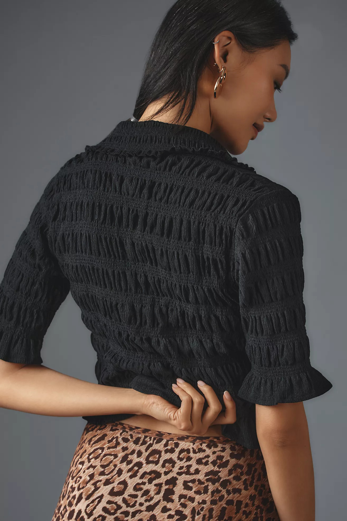 Maeve Smocked Button-Front Top | Anthropologie (US)