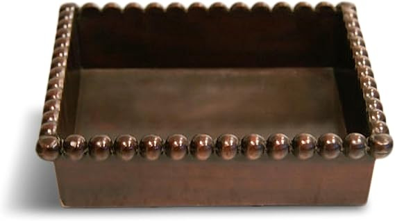 India Handicrafts 12637 Beaded Edge Detail 6 x 6 Inch Copper Cocktail Napkin Serviette Box | Amazon (US)
