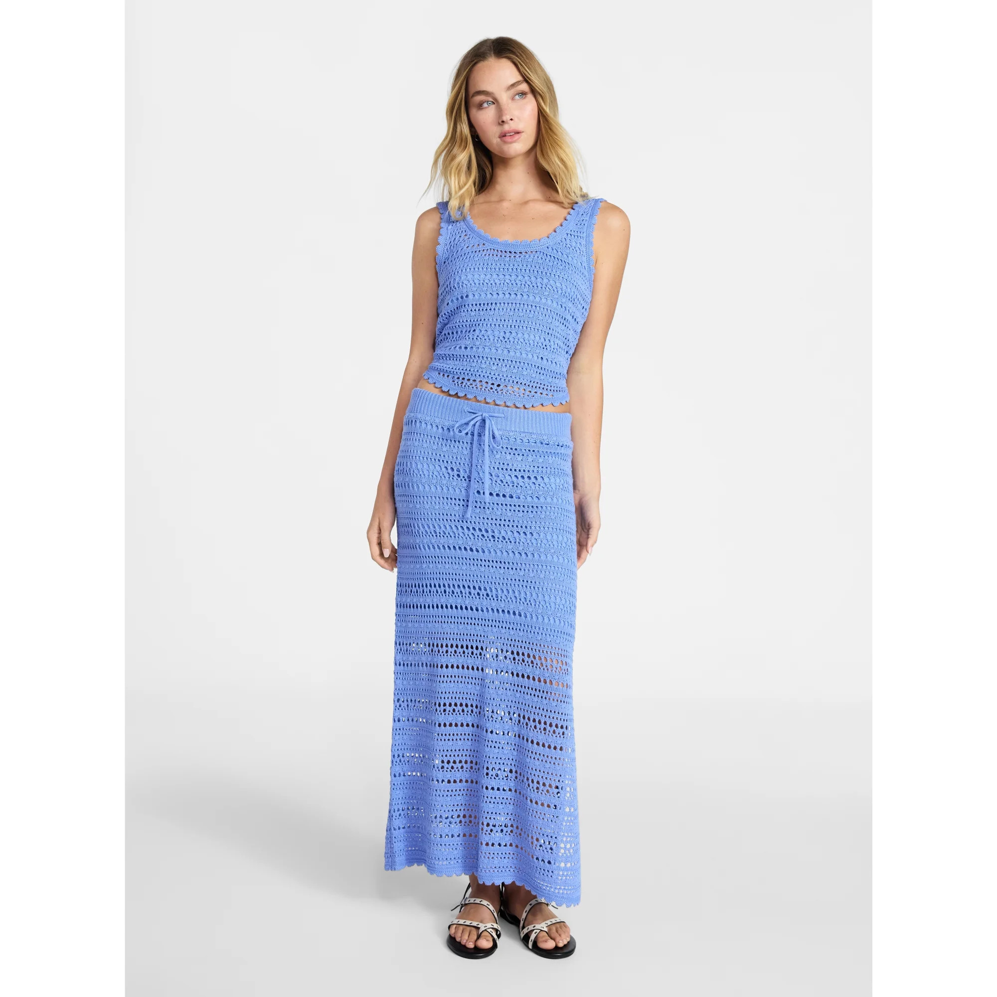 No Boundaries Cotton Pointelle Tank Top and Maxi Skirt Set, 2-Piece, Women’s XXS-XXL | Walmart (US)