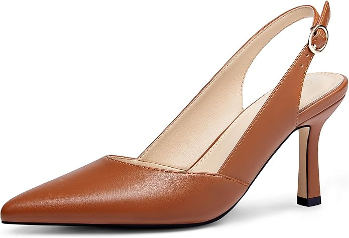 Rilista Women's Slingback Kitten Heels Closed Pointed Toe Wedding Party Dress Pumps Shoes | Amazon (US)