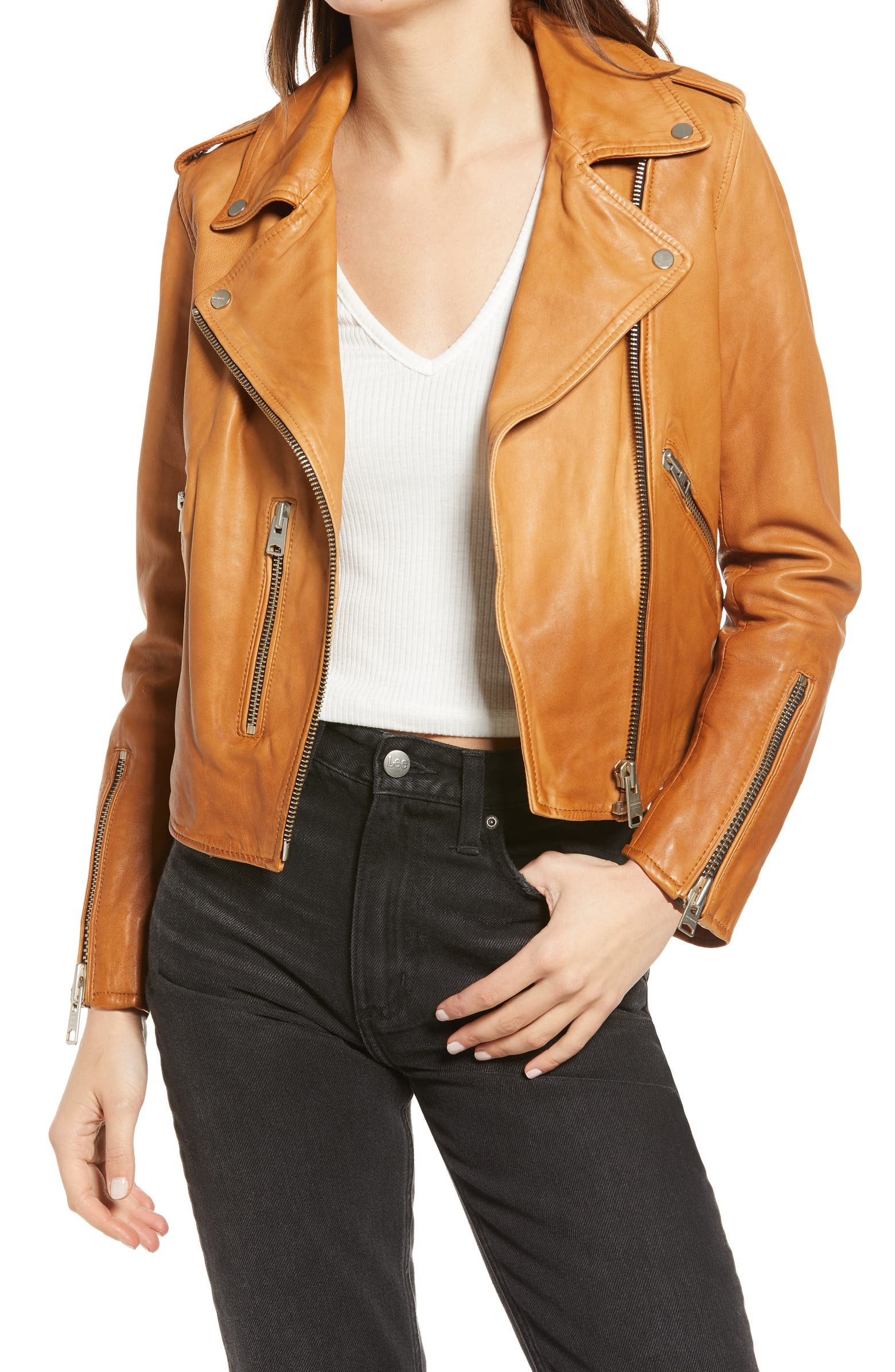 Women's Fern Dip Dye Leather Biker Jacket | Nordstrom | Nordstrom
