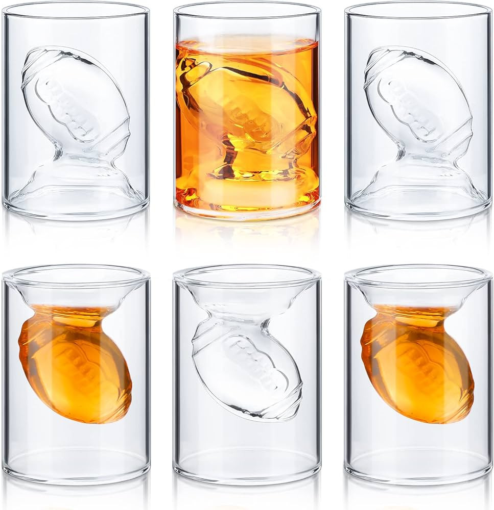 Set of 6 3.4/6.8 oz Football Reversible Shot Glasses Clear Football Fan Shot Cups Football Glasse... | Amazon (US)