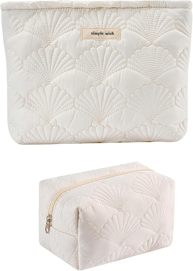 2Pcs Quilted Cotton Coquette Makeup bag, Coastal Granddaughter Aesthetic Cosmetic Bag, Cute Seash... | Amazon (US)
