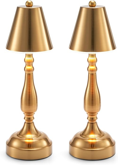 UMEXUS 2 Pack Cordless Table Lamp for Restaurant Dinner, 5200mAh Small Rechargeable Metal Desk La... | Amazon (US)
