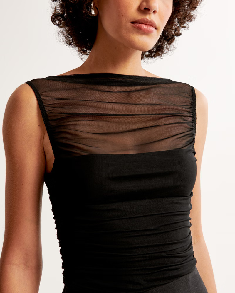 Women's Mesh Ruched Slash Top | Women's Tops | Abercrombie.com | Abercrombie & Fitch (US)