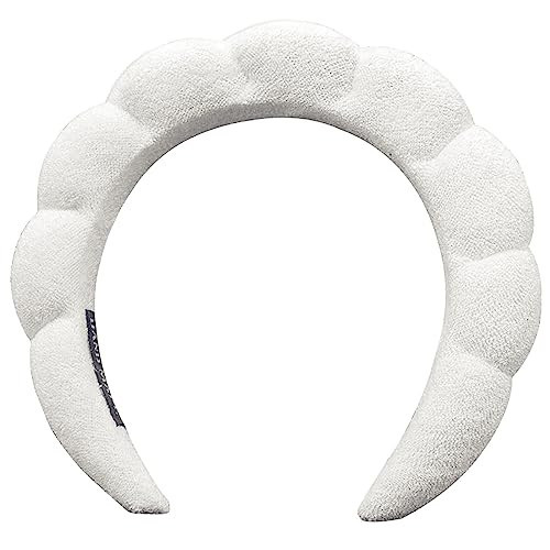 Spa Headband Women Makeup Hair Band for Washing Face, Sponge Spa Headband Makeup Removal, Shower, Facial Mask, Thick Skincare Hair Accessory (White) | Amazon (US)