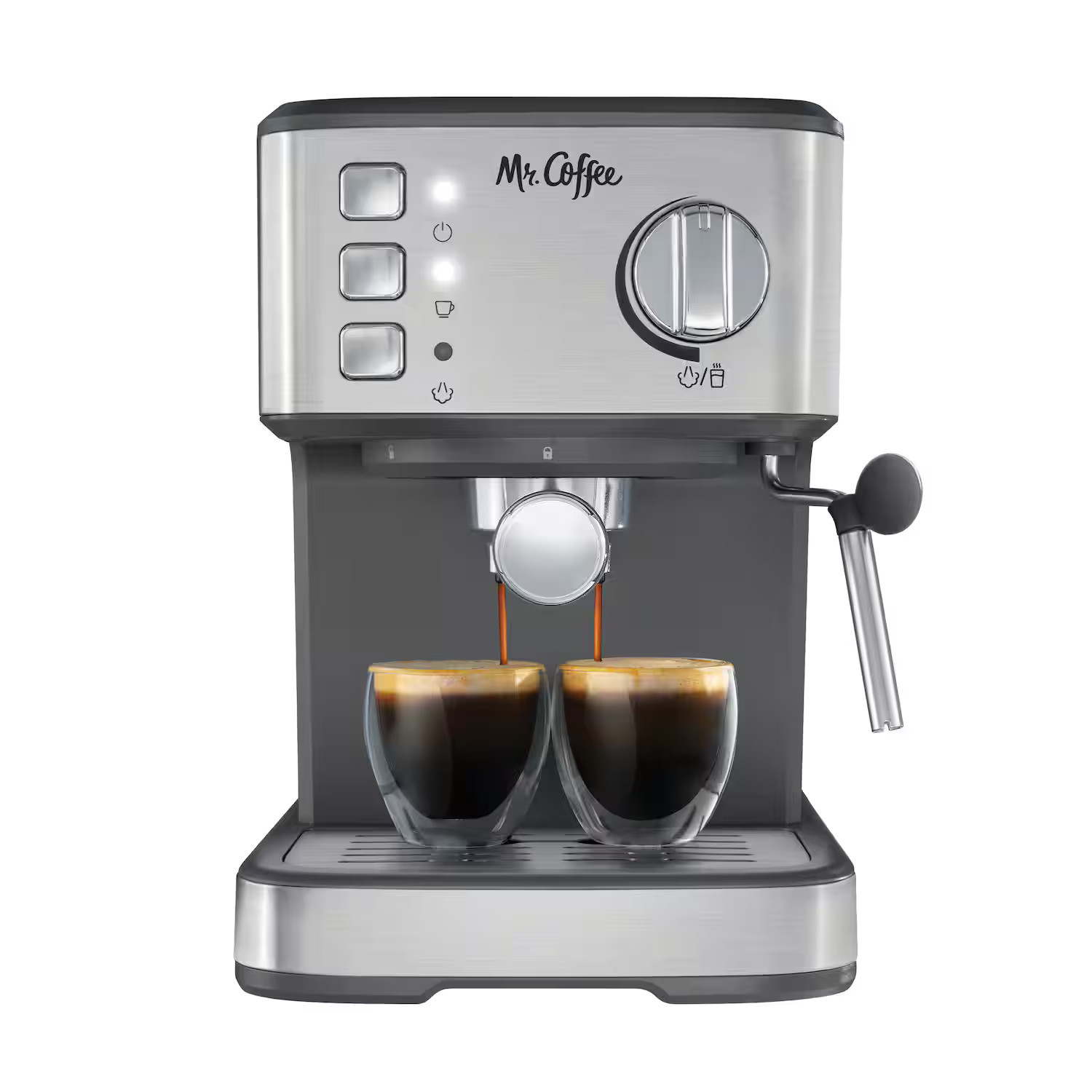 Mr. Coffee - Compact Espresso Maker, Espresso Machine With Steam Wand, 15-Bar Pump Automatic Espresso Machine - Stainless Steel | Best Buy U.S.